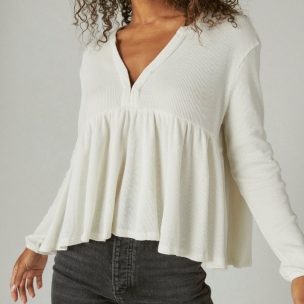 Brand New with Tags: Lucky Brand waffle peplum top XL - Picture 2 of 3